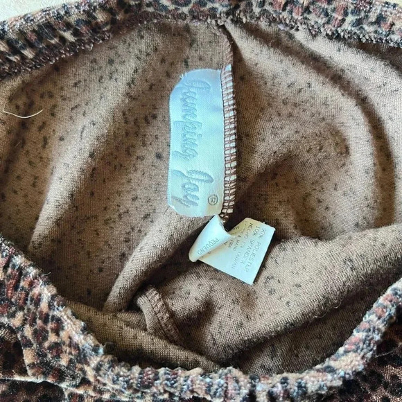 Jumping Joy Womens Leopard Velvet Velour Vintage Pull On Pant Leggings Sz S 90s - Picture 5 of 11